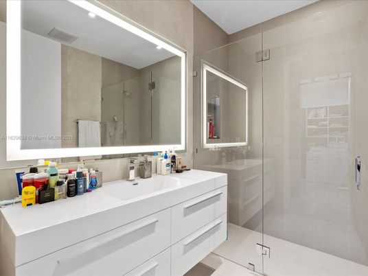 Bathroom, Dual Sink Vanities, Glass Shower, Interior, Recessed Lighting