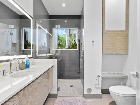 Bathroom, Glass Shower, Interior, Recessed Lighting