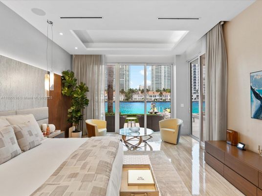Bedroom, Interior, Living room, Pendant Lights, Recessed Lighting, Water, Wood Texture Flooring