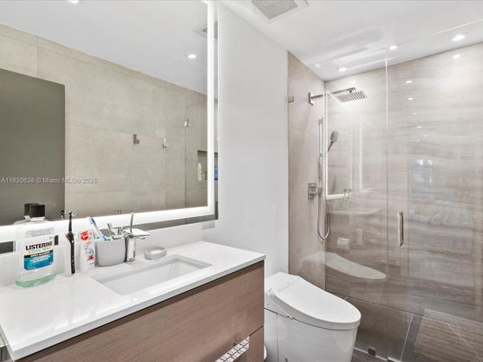 Bathroom, Glass Shower, Interior, Recessed Lighting