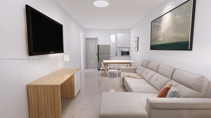 Dining room, Interior, Living room, Recessed Lighting, Wood Texture Flooring