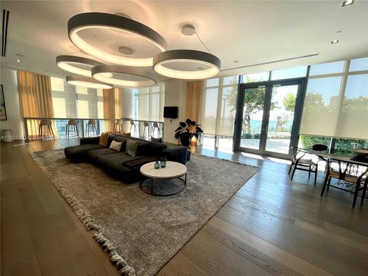 Dining room, Interior, Living room, Pendant Lights, Recessed Lighting, Wood Texture Flooring