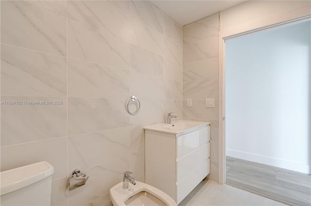 Bathroom, Interior, Marble Walls, Wood Texture Flooring