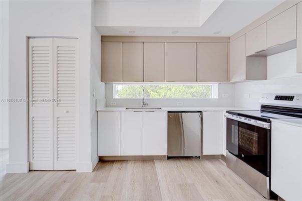 Interior, Kitchen, Stainless Steel Appliances, Wood Texture Flooring