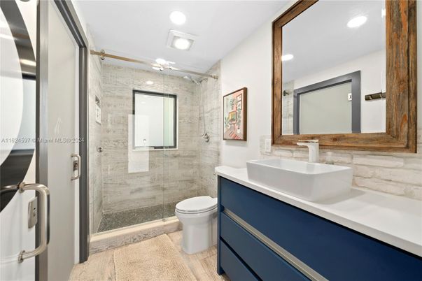 Bathroom, Glass Shower, Interior, Recessed Lighting