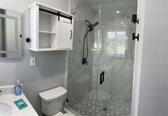 Bathroom, Glass Shower, Interior, Marble Walls