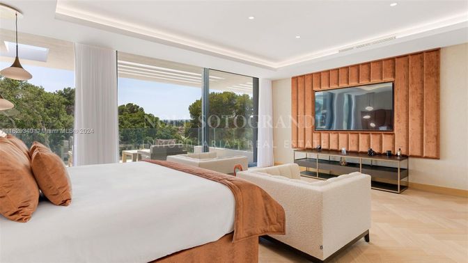 Bedroom, Interior, Pendant Lights, Recessed Lighting, Wood Texture Flooring