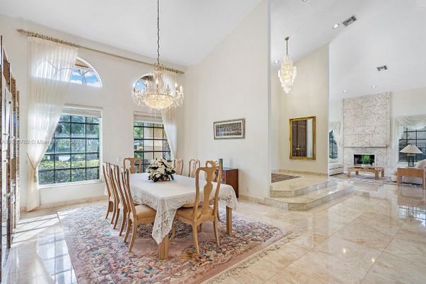 Chandelier, Dining room, Fireplace, Interior, Recessed Lighting