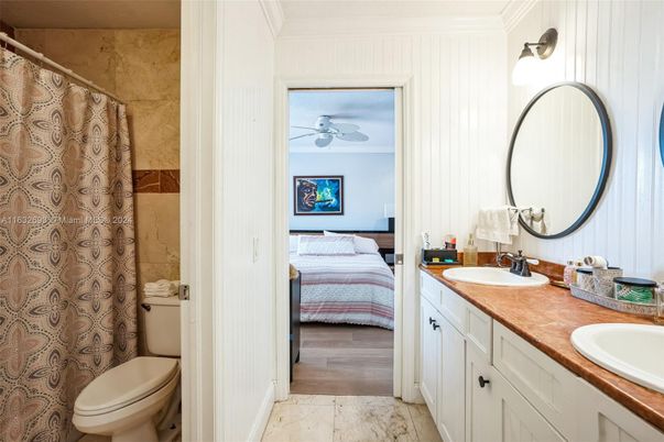 Bathroom, Bedroom, Dual Sink Vanities, Interior, Tile Countertops, Wood Texture Flooring