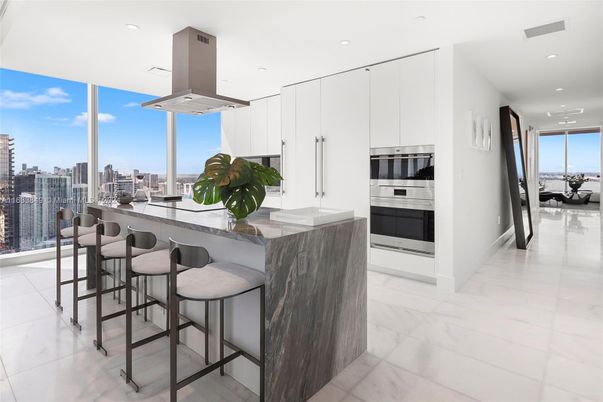 Interior, Kitchen, Marble, Recessed Lighting, Stainless Steel Appliances
