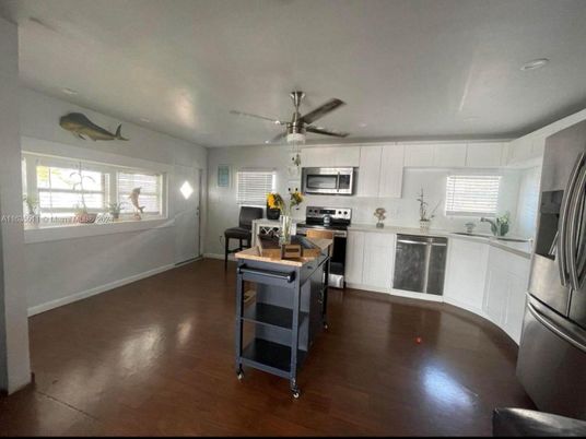 Interior, Kitchen, Stainless Steel Appliances, Wood Texture Flooring