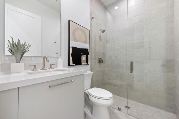 Bathroom, Glass Shower, Interior, Recessed Lighting