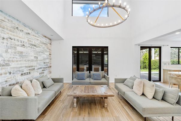 Interior, Living room, Pendant Lights, Wood Texture Flooring