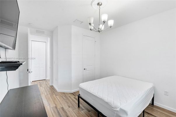 Bedroom, Chandelier, Interior, Wood Texture Flooring