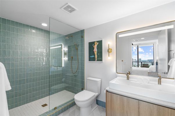 Bathroom, Glass Shower, Interior, Recessed Lighting