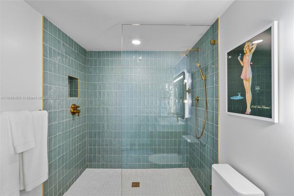 Bathroom, Glass Shower, Interior, Recessed Lighting
