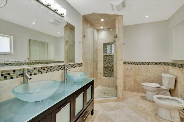 Bathroom, Dual Sink Vanities, Glass Shower, Interior, Recessed Lighting