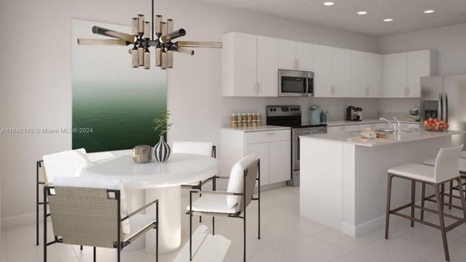 Dining room, Interior, Kitchen, Pendant Lights, Recessed Lighting, Stainless Steel Appliances