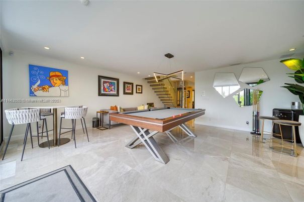 Billiard Table, Game Room, Interior, Pendant Lights, Recessed Lighting