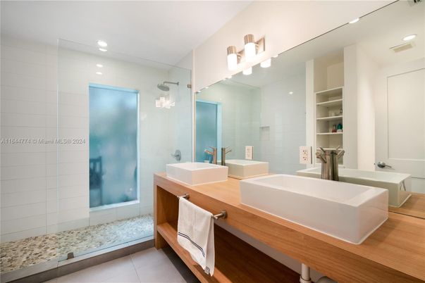 Bathroom, Dual Sink Vanities, Glass Shower, Interior, Recessed Lighting
