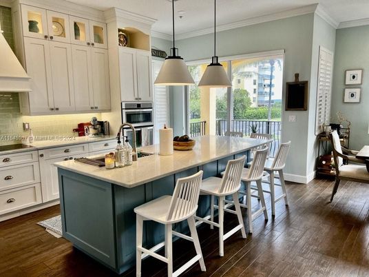 Interior, Kitchen, Pendant Lights, Stainless Steel Appliances, Wood Texture Flooring