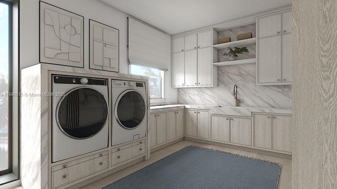 Interior, Marble Walls, Utility Closets, Washer