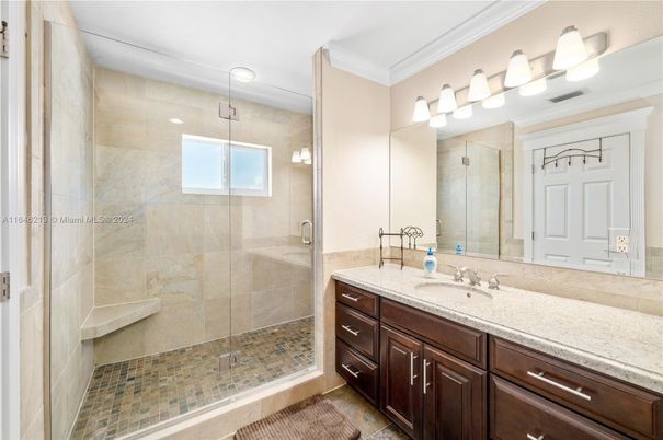 Bathroom, Glass Shower, Interior, Recessed Lighting
