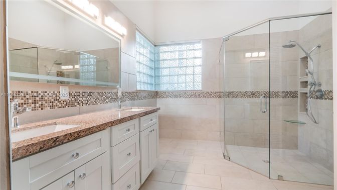 Bathroom, Dual Sink Vanities, Glass Shower, Interior