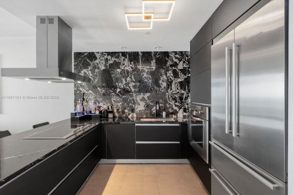 Interior, Kitchen, Marble Walls, Stainless Steel Appliances