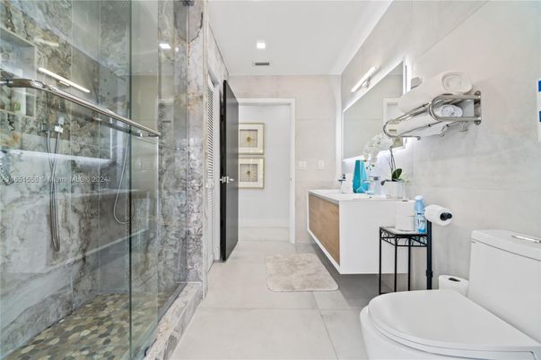 Bathroom, Glass Shower, Interior, Recessed Lighting