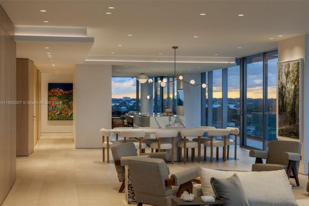Dining room, Interior, Kitchen, Pendant Lights, Recessed Lighting, Wood Texture Flooring