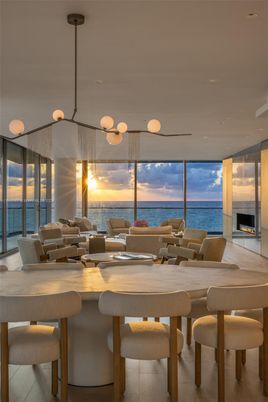 Dining room, Fireplace, Interior, Living room, Pendant Lights, Water