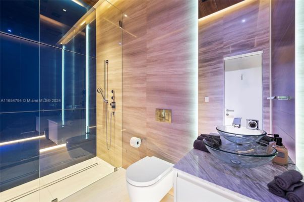 Bathroom, Glass Shower, Interior, Recessed Lighting