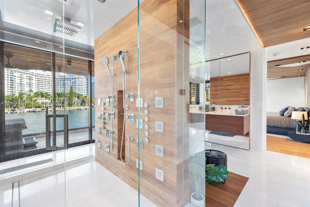 Bathroom, Glass Shower, Interior, Recessed Lighting, Water