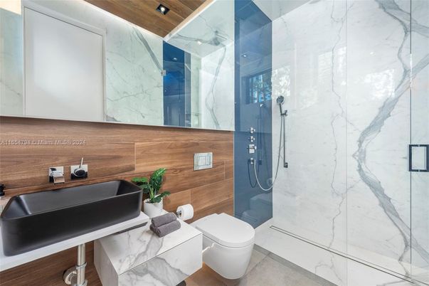 Bathroom, Glass Shower, Interior, Marble Walls