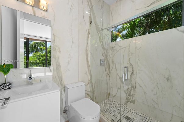 Bathroom, Glass Shower, Interior, Marble Walls