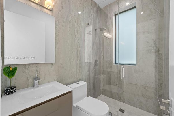 Bathroom, Glass Shower, Interior, Marble Walls