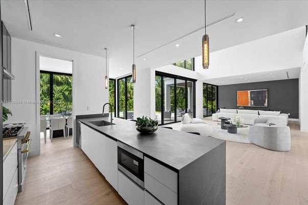 Dining room, Interior, Kitchen, Living room, Pendant Lights, Recessed Lighting, Wood Texture Flooring