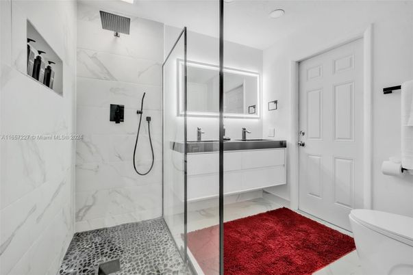 Bathroom, Glass Shower, Interior, Marble Walls