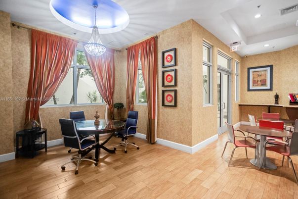 Chandelier, Home Office, Interior, Recessed Lighting, Wood Texture Flooring