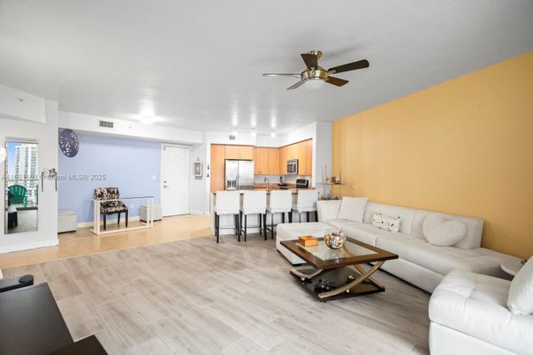 Interior, Kitchen, Living room, Stainless Steel Appliances, Wood Texture Flooring