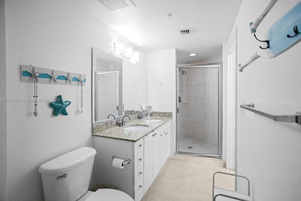 Bathroom, Dual Sink Vanities, Glass Shower, Interior, Recessed Lighting