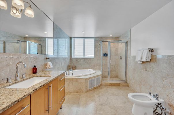 Bathroom, Dual Sink Vanities, Glass Shower, Interior, Recessed Lighting