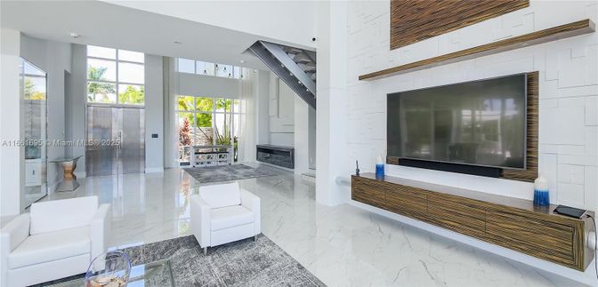 Fireplace, Interior, Marble, Recessed Lighting