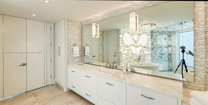 Bathroom, Dual Sink Vanities, Glass Shower, Interior, Recessed Lighting