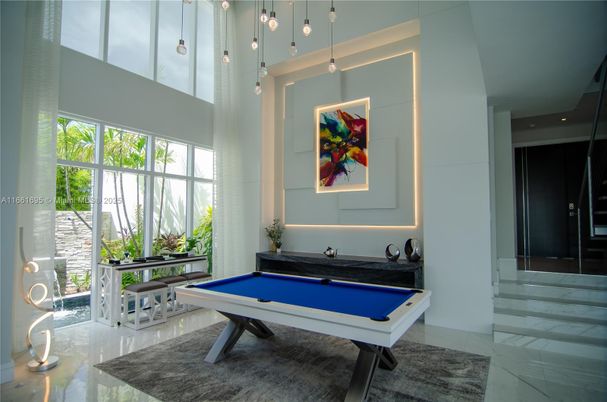 Billiard Table, Game Room, Interior, Pendant Lights
