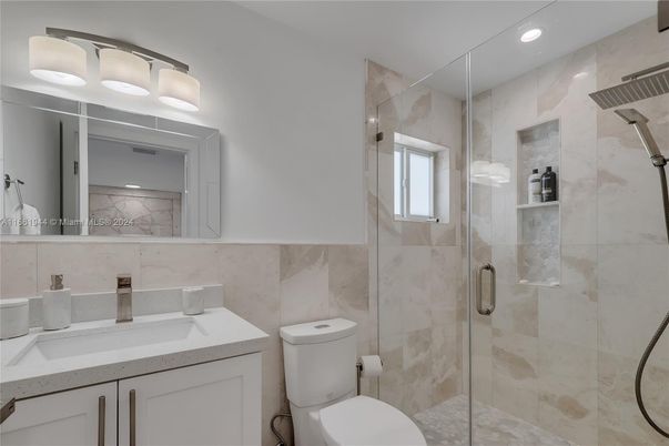 Bathroom, Glass Shower, Interior, Recessed Lighting