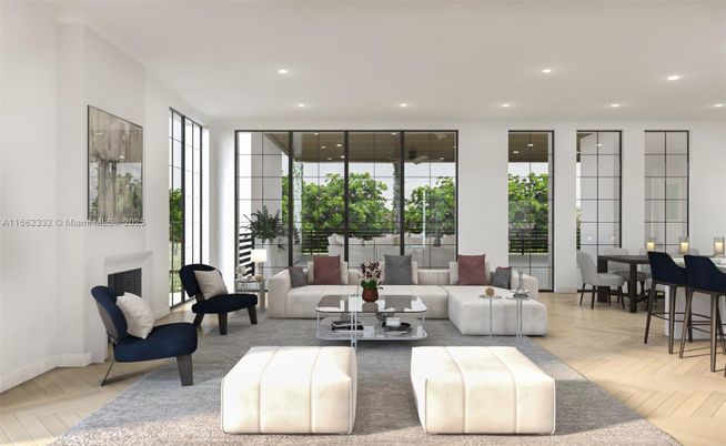 Dining room, Interior, Living room, Recessed Lighting, Wood Texture Flooring