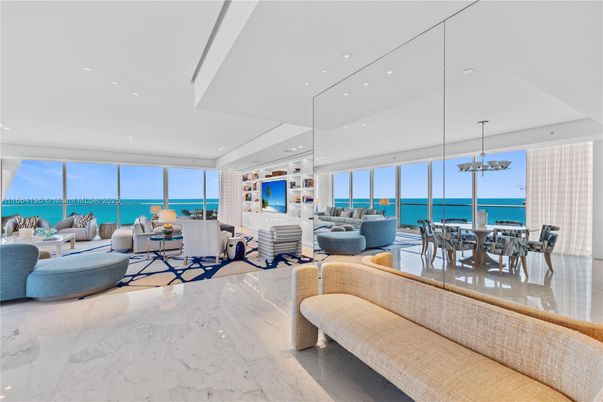 Dining room, Interior, Living room, Marble, Pendant Lights, Recessed Lighting, Water