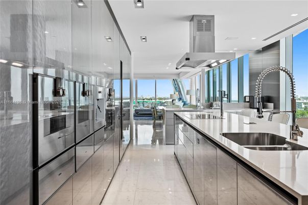 Interior, Kitchen, Marble, Recessed Lighting, Stainless Steel Appliances